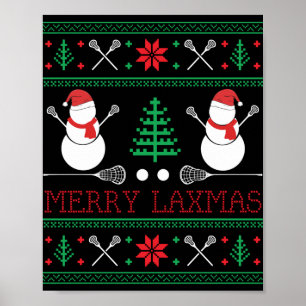 Christmas Lacrosse Lax Player Ugly Christmas Xmas Poster