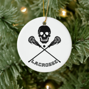 Christmas Lacrosse Sticks Ceramic Ornament