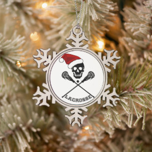 Christmas Lacrosse Sticks Snowflake Pewter Christmas Ornament