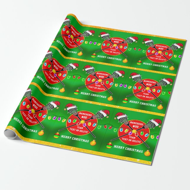 Christmas, LACROSSE Wrapping Paper, PERSONALIZED Paper (Unrolled)
