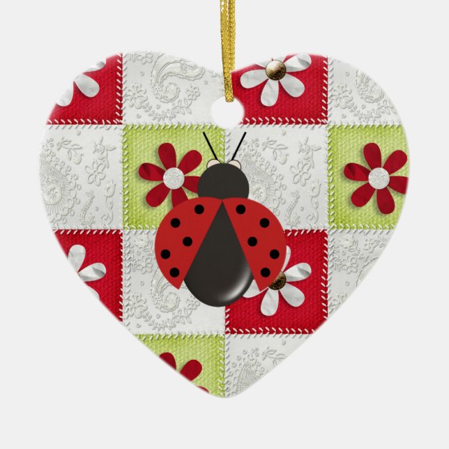 Christmas Ladybug Ceramic Ornament (Front)