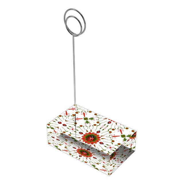 Christmas Ladybug Red Green White Party Table Place Card Holder (Corner)
