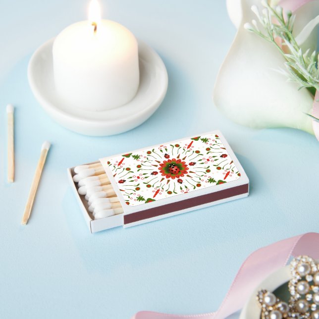 Christmas Ladybug Red White Green Matchboxes (Insitu)
