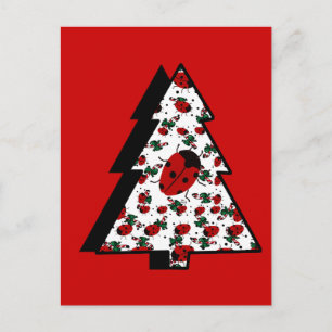 Christmas Ladybug Tree Holiday Postcard