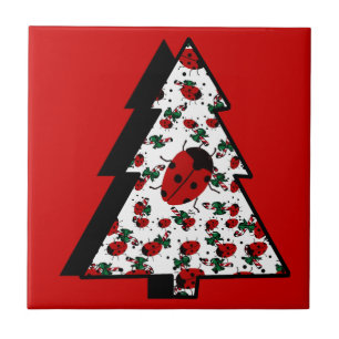 CHRISTMAS LADYBUGS CERAMIC TILE