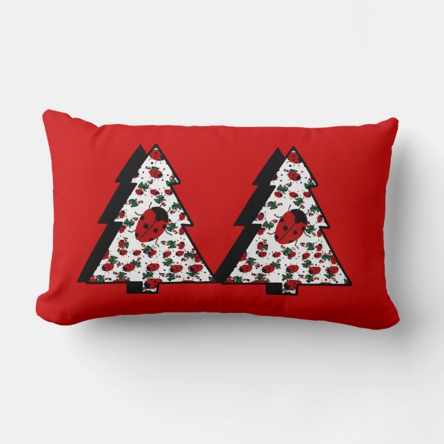 CHRISTMAS LADYBUGS LUMBAR PILLOW (Front)