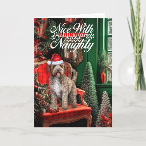 Christmas Lagotto Romagnolo Dog Naughty or Nice Holiday Card