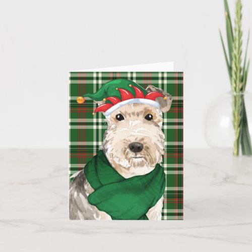 Christmas Lakeland Terrier Dog and Festive Plaid Holiday Card
