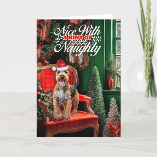 Christmas Lakeland Terrier Dog Naughty or Nice Holiday Card