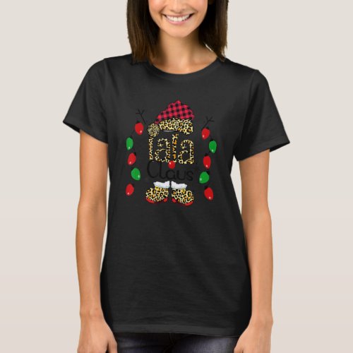 Christmas Lala Claus Santa Hat Buffalo Plaid Famil T_Shirt