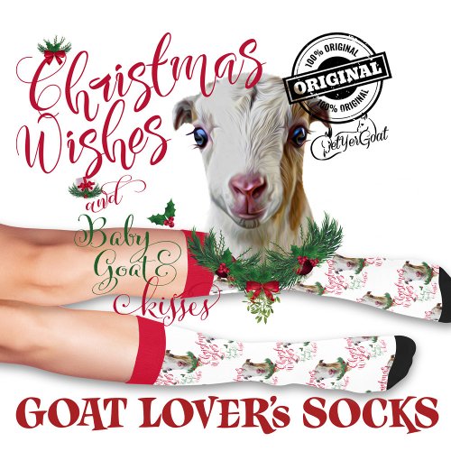 Christmas LaMancha Baby Goat Wishes Socks