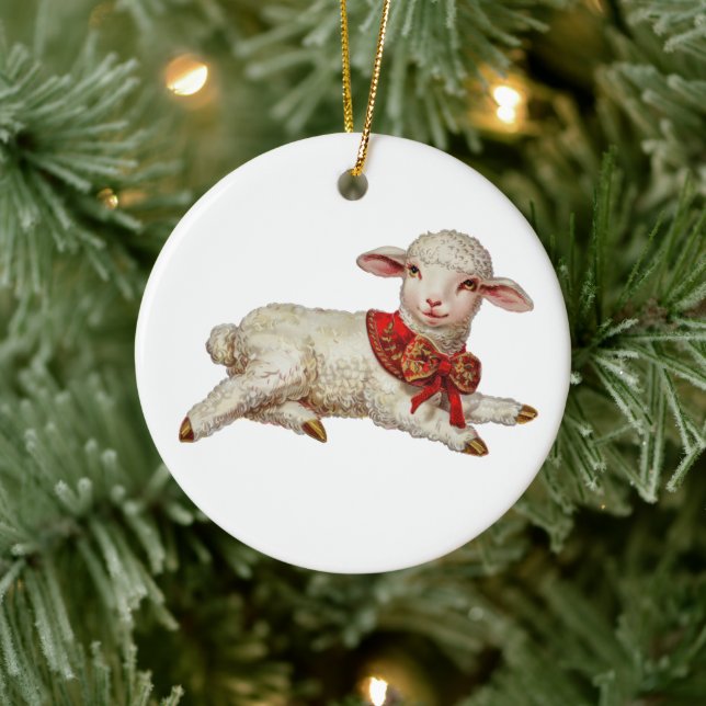 Christmas lamb ceramic ornament (Tree)