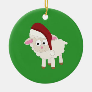 Christmas Lamb Ceramic Ornament