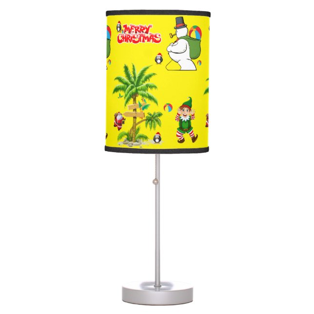 Christmas Lamp, Summer Beach Santa Table Lamp (Front)
