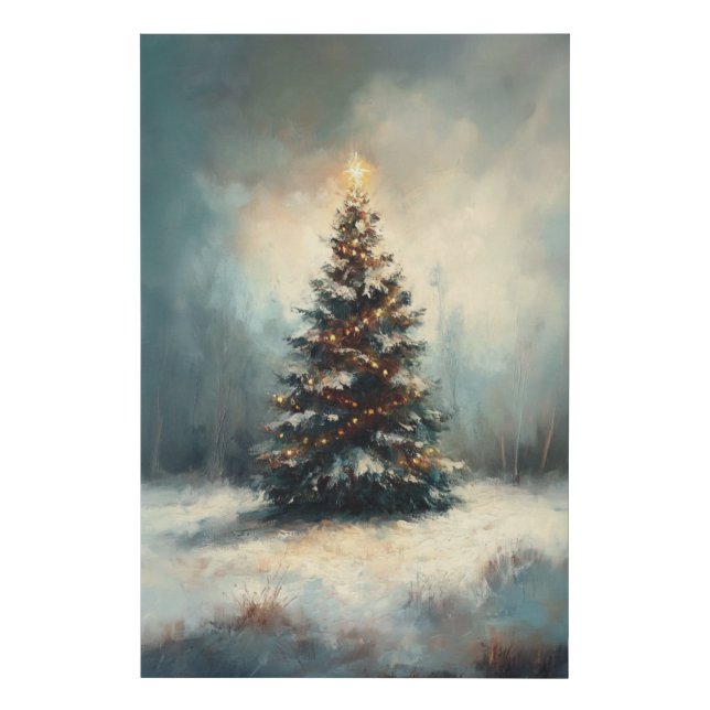 Christmas Landscape Faux Oil Painting  Canvas Print (Front)