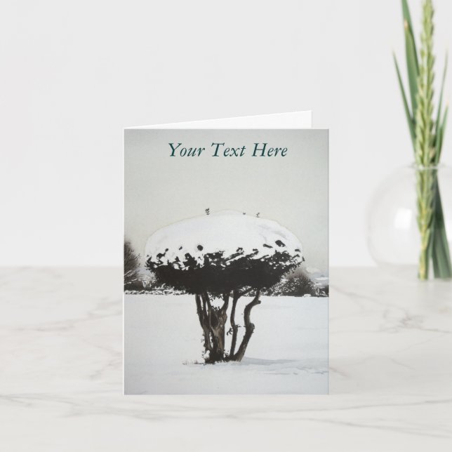 Christmas landscape snow scene original art holiday card (Front)