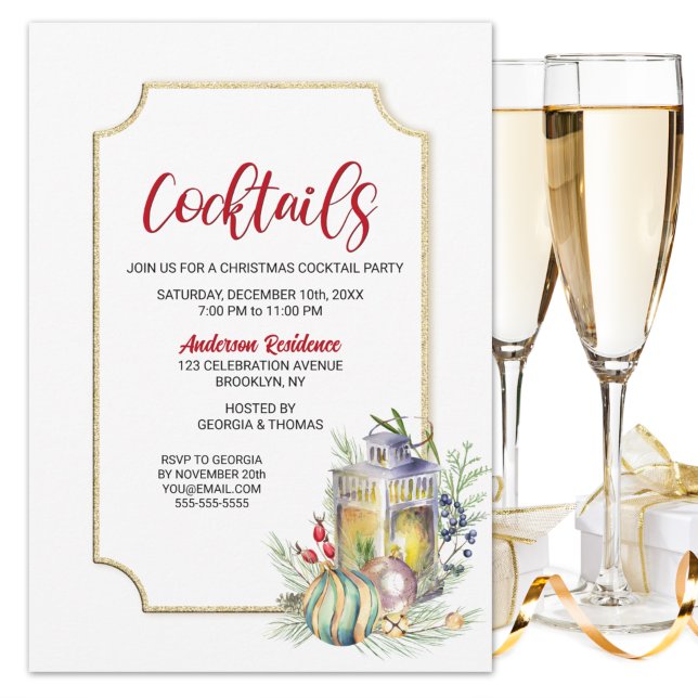 Christmas Lantern Cocktail Party Invitation (Creator Uploaded)