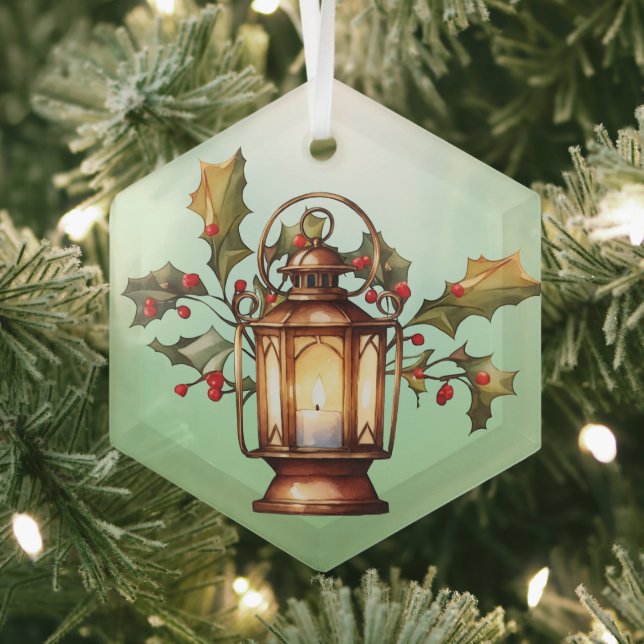 Christmas lantern glass ornament (Insitu)