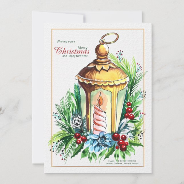 Christmas Lantern Holiday Greeting Card (Front)