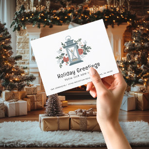 Christmas Lantern Holiday Greetings New Home Announcement Postcard