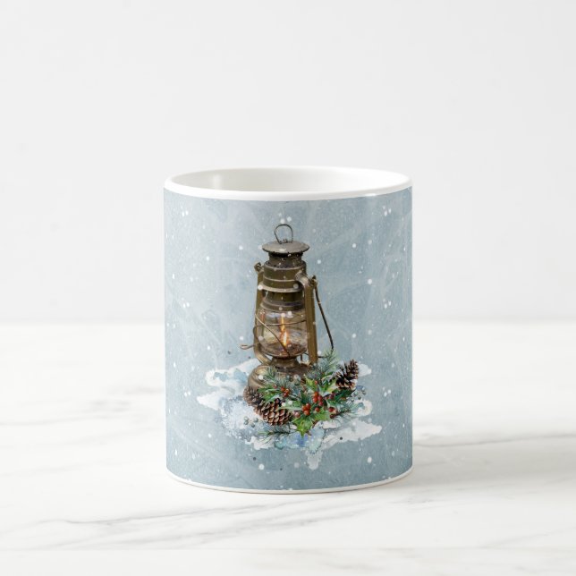 Christmas Lantern in the Snow Coffee Mug (Center)