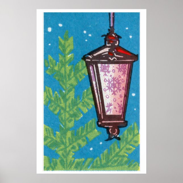 Christmas Lantern Matchbox Art Print, Russian Poster (Front)