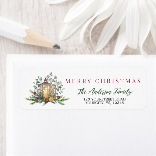 Christmas lantern wreath Merry Christmas Label