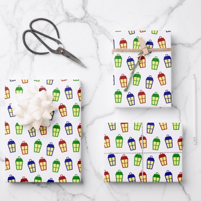 Christmas Lanterns Wrapping Paper Sheets (Front)