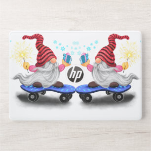 Christmas Laptop Skin Skater Gnome with Gifts