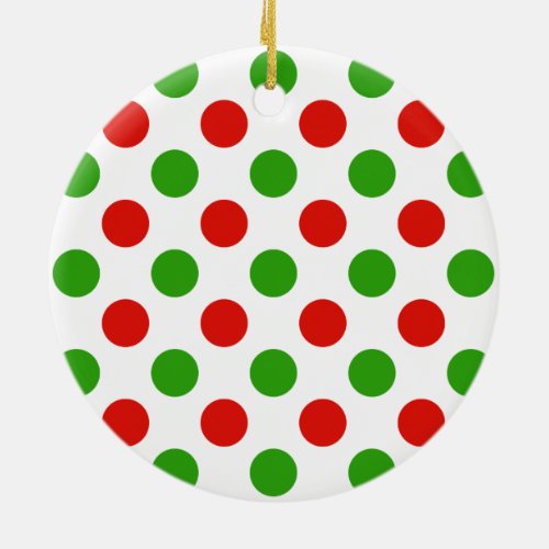 Christmas Large Polka Dot Pattern Ceramic Ornament