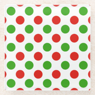 Christmas Large Polka Dot Pattern Glass Coaster