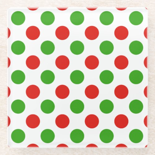 Christmas Large Polka Dot Pattern Glass Coaster