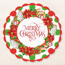 Christmas Large Polka Dot Pattern Paper Coaster