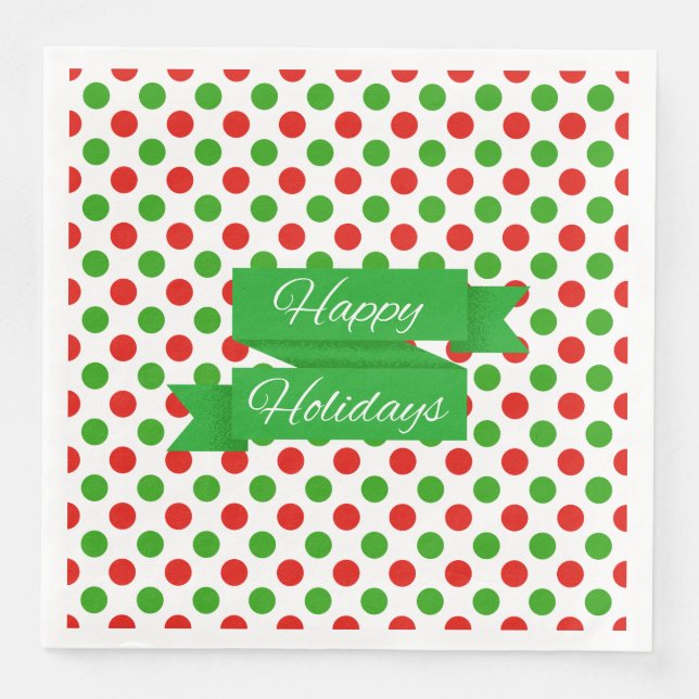 Christmas Large Polka Dot Pattern Paper  Napkin (Front)