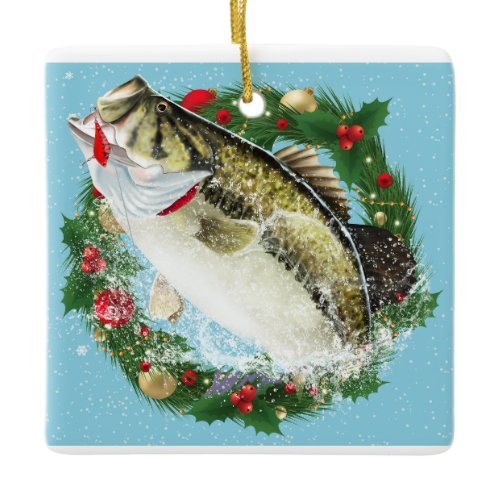 Christmas Largemouth Bass Ceramic Ornament