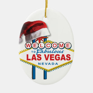 Christmas Las Vegas Sign Ceramic Ornament