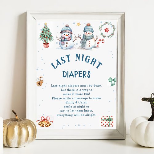 Christmas Last Night Diapers Baby Shower Game  Poster