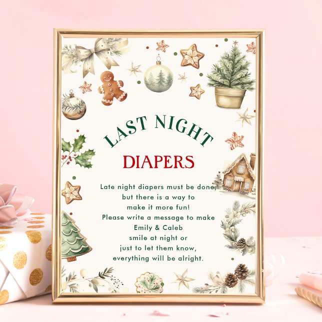 Christmas "Last Night Diapers" Baby Shower Game  Poster (Creator Uploaded)