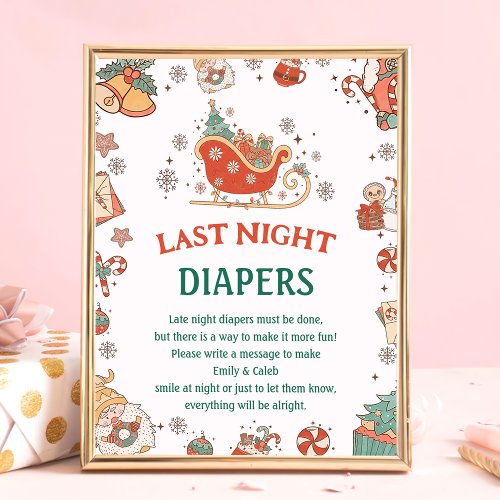 Christmas Last Night Diapers Baby Shower Game Poster