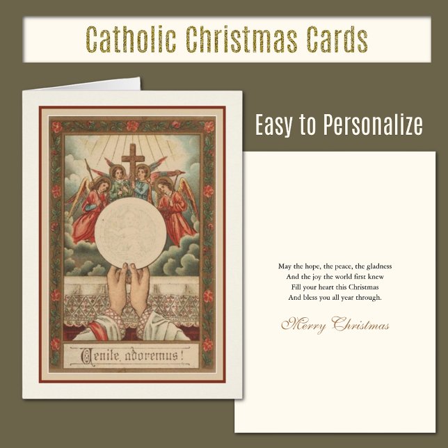 Christmas Latin Mass Angels Priest Hands (Traditional Catholic Christmas Cards - Easy to personalize)