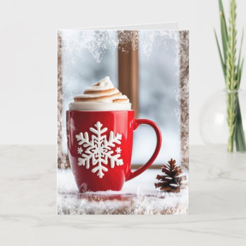 Christmas Latte In Window Holiday Card