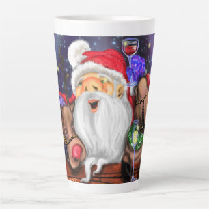 Christmas Latte Mug Gift Santa and Reindeers Fun