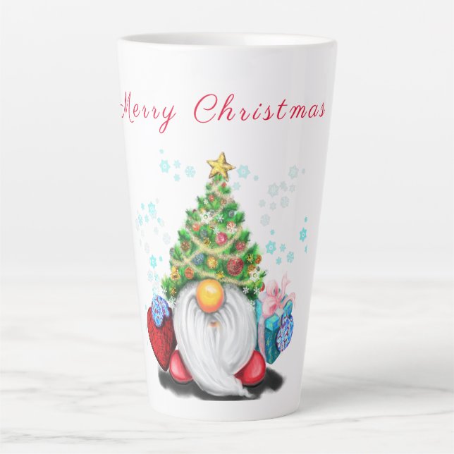 Christmas Latte Mug Gnome with Gift For You (Front)