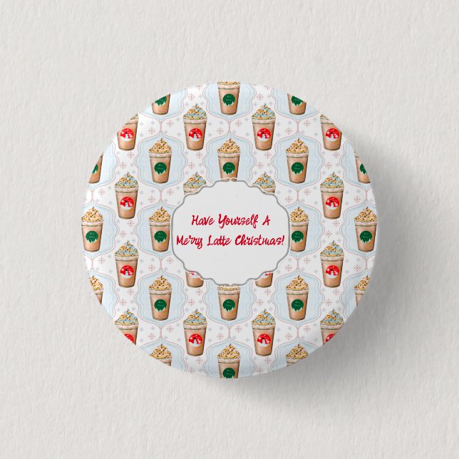 Christmas Latte Ogee Snowflake Pattern  Button (Front)