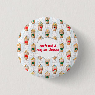 Christmas Latte Ogee Snowflake Pattern Button