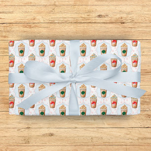 Christmas Latte Ogee Snowflake Pattern Wrapping Paper