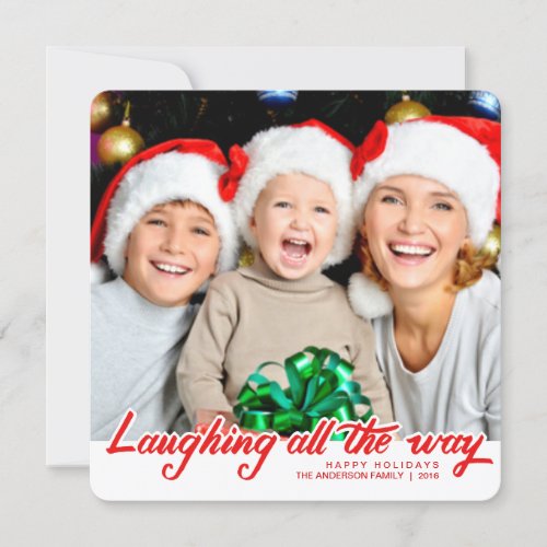Christmas Laughing Hand Script Full_Bleed Photo Holiday Card