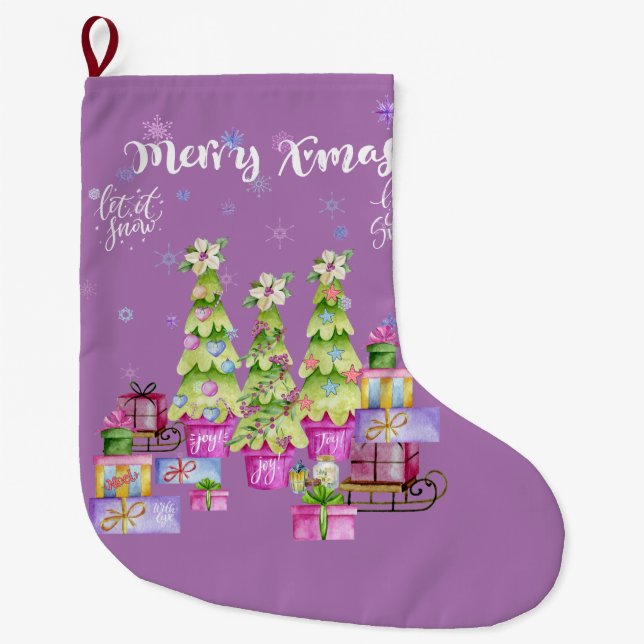 Christmas lavender large christmas stocking (Front)