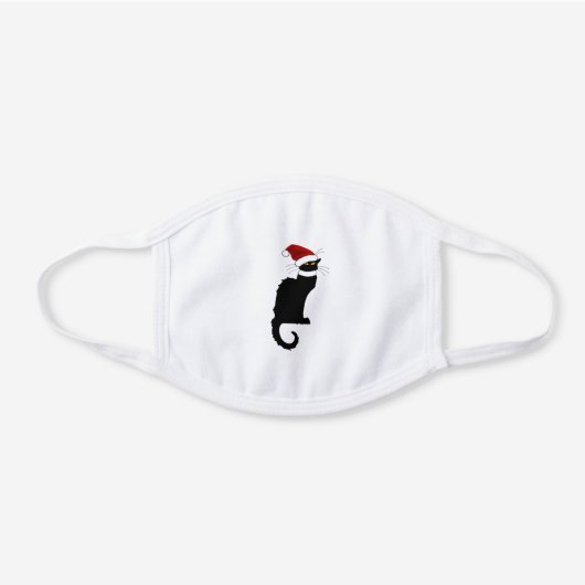 Christmas Le Chat Noir White Cotton Face Mask (Front)