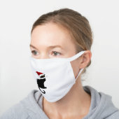 Christmas Le Chat Noir White Cotton Face Mask (Angled)